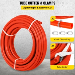 VEVOR Oxygen Barrier 1/2 Inch 300 Feet Tube Coil EVOH PEX-B Pipe, for Residential Commercial Radiant Floor Heating, Red
