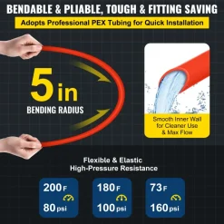 VEVOR Oxygen Barrier 1/2 Inch 300 Feet Tube Coil EVOH PEX-B Pipe, for Residential Commercial Radiant Floor Heating, Red