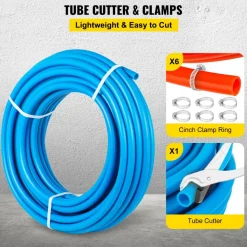 VEVOR Oxygen-Barrier PEX Tubing 300Ft Red + 300Ft Blue 1/2 Inch Radiant Floor PEX Pipe Radiant Heat Floor Heating Plumbing Cold and Hot Water Tubing