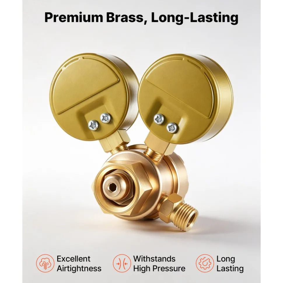 VEVOR Oxygen Regulator, Precise Oxy Regulator, 0-4000PSI Welding Gas Gauge with CGA-540 Inlet Connection & 9/16"-18 RH Outlet Connection, T-Handle Adjustment