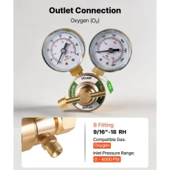 VEVOR Oxygen Regulator, Precise Oxy Regulator, 0-4000PSI Welding Gas Gauge with CGA-540 Inlet Connection & 9/16