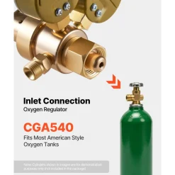 VEVOR Oxygen Regulator, Precise Oxy Regulator, 0-4000PSI Welding Gas Gauge with CGA-540 Inlet Connection & 9/16
