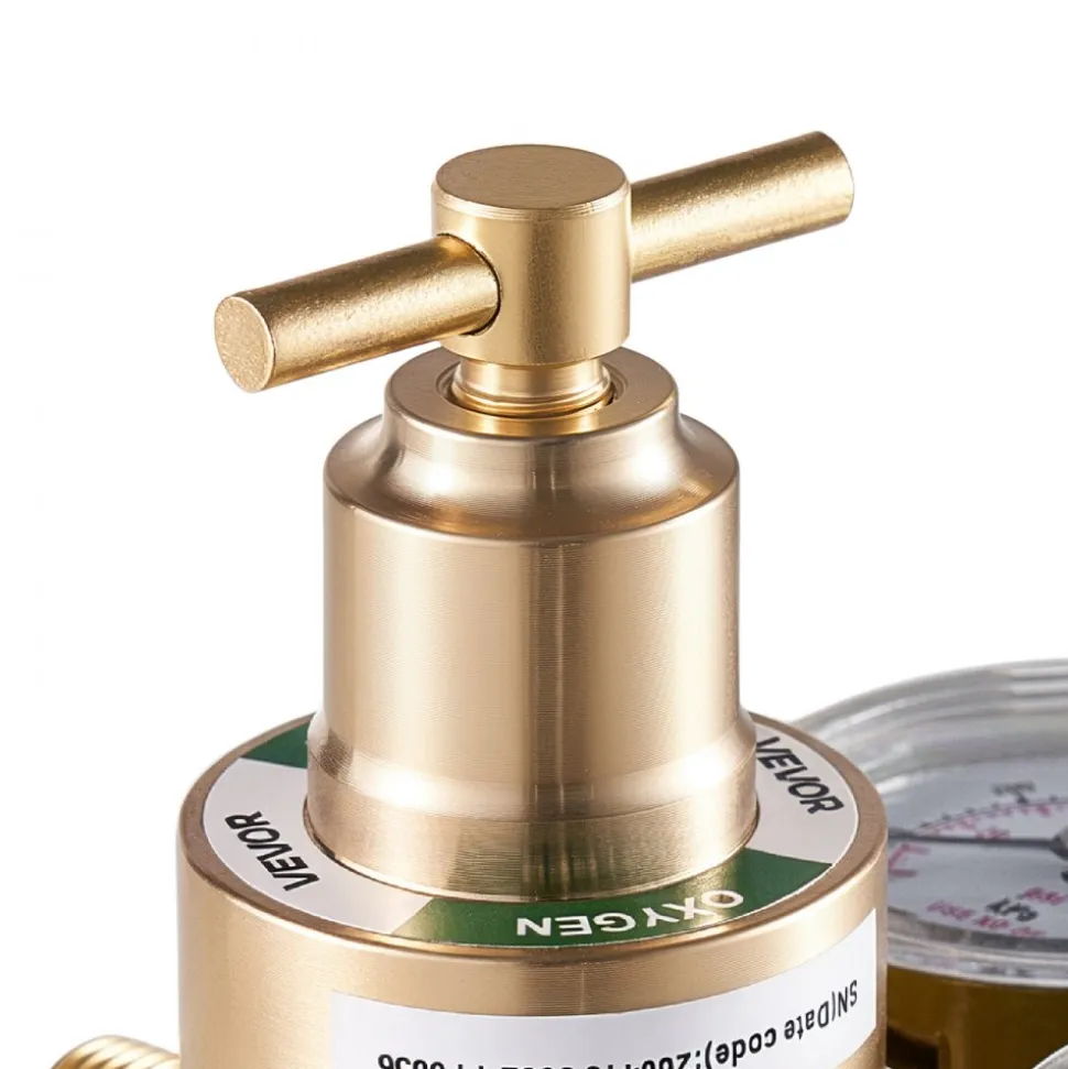 VEVOR Oxygen Regulator, Precise Oxy Regulator, 0-4000PSI Welding Gas Gauge with CGA-540 Inlet Connection & 9/16"-18 RH Outlet Connection, T-Handle Adjustment