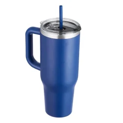 VEVOR 40 oz Insulated Water Bottle, Stainless Steel Sports Coffee Cup with Lid, Handheld Travel Coffee Mug Double Walled, Camping Hydration Flask Leakproof, for Indoor/Outdoor School, Work, Blue