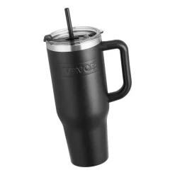 VEVOR 40 oz Insulated Water Bottle, Stainless Steel Sports Coffee Cup with Lid, Handheld Travel Coffee Mug Double Walled, Camping Hydration Flask Leakproof, for Indoor/Outdoor School, Work, Black