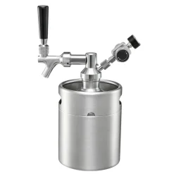 VEVOR 64oz Mini Keg, Pressurized Growler Tap System, 304 Stainless Steel Beer Kit, with Co2 Regulator, Self-Closing Faucet, Keeps Fresh and Carbonation for Homebrew, Craft and Draft Beer