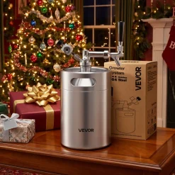 VEVOR 170oz Mini Keg, Pressurized Growler Tap System, 304 Stainless Steel Beer Kit, with Co2 Regulator, Self-Closing Faucet, Keeps Fresh and Carbonation for Homebrew, Craft and Draft Beer