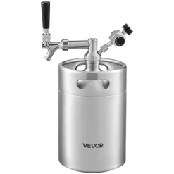VEVOR 170oz Mini Keg, Pressurized Growler Tap System, 304 Stainless Steel Beer Kit, with Co2 Regulator, Self-Closing Faucet, Keeps Fresh and Carbonation for Homebrew, Craft and Draft Beer