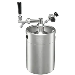VEVOR 170oz Mini Keg, Pressurized Growler Tap System, 304 Stainless Steel Beer Kit, with Co2 Regulator, Self-Closing Faucet, Keeps Fresh and Carbonation for Homebrew, Craft and Draft Beer