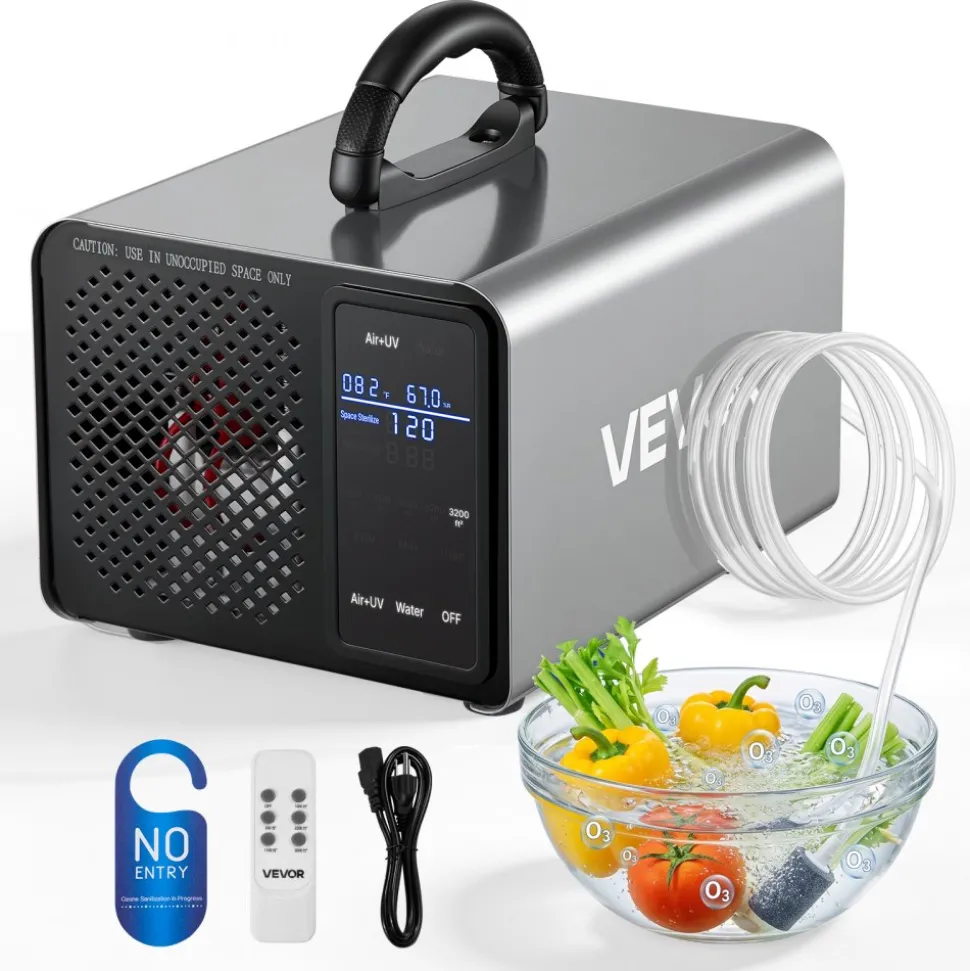 VEVOR Ozone Generator, 36000mg/h Commercial Ozone Machine, 15s Delayed Start & Timer & Rotary Encoder Knob & Odor-Treatment Cycle Mode, Industrial Deodorizer for Car, Smoke Odorss,Up to 3200 sq.ft