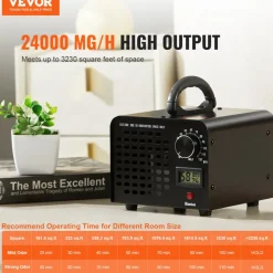 VEVOR Ozone Generator, 24000mg/h Ozone Machine Odor Remover, High Capacity Commercial/Industrial Ozone Generator Machine, Home Air Ionizers Deodorizer with 0-120 min Time Setting for Rooms, Cars, Pets