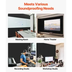 VEVOR 18 Pack Acoustic Panels with Self Adhesive, 11.8 x 11.8 x 0.4 inch Sound Proof Foam Panels, Polyester Fiber Soundproof Wall Panels High Density, for Home, Studio, Office, Theater, Black