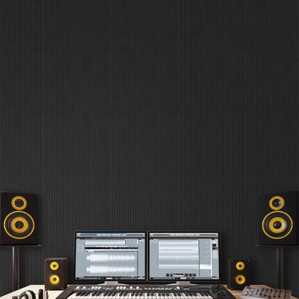 VEVOR 18 Pack Acoustic Panels with Self Adhesive, 11.8 x 11.8 x 0.4 inch Sound Proof Foam Panels, Polyester Fiber Soundproof Wall Panels High Density, for Home, Studio, Office, Theater, Black