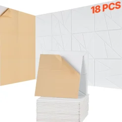 VEVOR 18 Pack Acoustic Panels with Self Adhesive, 11.8 x 11.8 x 0.4 inch Sound Proof Foam Panels, Polyester Fiber Soundproof Wall Panels High Density, for Home, Studio, Office, Theater, White