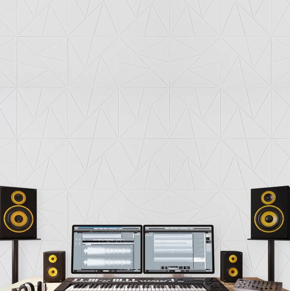 VEVOR 18 Pack Acoustic Panels with Self Adhesive, 11.8 x 11.8 x 0.4 inch Sound Proof Foam Panels, Polyester Fiber Soundproof Wall Panels High Density, for Home, Studio, Office, Theater, White