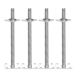 VEVOR 4-Pack Adjustable Leveling Jacks, 18.2 In Adjustable Height & 3307lbs/1500kg Total Load Capacity Scaffold Jacks Feet, Solid Carbon Steel Screw Jacks for Baker-Style Scaffolding Equipment, Silver
