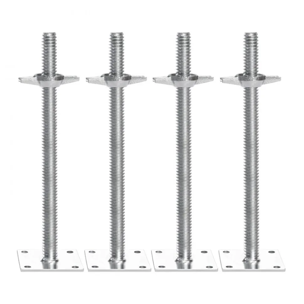 VEVOR 4-Pack Adjustable Leveling Jacks, 18.2 In Adjustable Height & 3307lbs/1500kg Total Load Capacity Scaffold Jacks Feet, Solid Carbon Steel Screw Jacks for Baker-Style Scaffolding Equipment, Silver