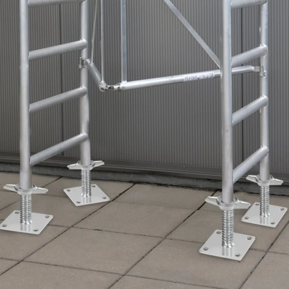 VEVOR 4-Pack Adjustable Leveling Jacks, 18.2 In Adjustable Height & 3307lbs/1500kg Total Load Capacity Scaffold Jacks Feet, Solid Carbon Steel Screw Jacks for Baker-Style Scaffolding Equipment, Silver