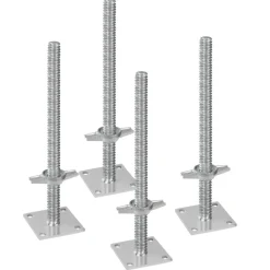 VEVOR 4-Pack Adjustable Leveling Jacks, 18.2 In Adjustable Height & 3307lbs/1500kg Total Load Capacity Scaffold Jacks Feet, Solid Carbon Steel Screw Jacks for Baker-Style Scaffolding Equipment, Silver