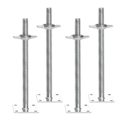 VEVOR 4-Pack Adjustable Leveling Jacks, 18.2 In Adjustable Height & 3307lbs/1500kg Total Load Capacity Scaffold Jacks Feet, Solid Carbon Steel Screw Jacks for Baker-Style Scaffolding Equipment, Silver