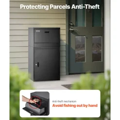VEVOR Package Delivery Boxes for Outside, 38.6 in Mailbox for Parcel with Lock, Galvanized Steel Package Drop Box with Anti-Theft Design, Weather-Resistant Package Mailbox for Home and Office, Black