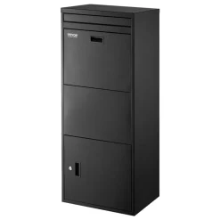 VEVOR Package Delivery Boxes for Outside, 47.2 in Mailbox for Parcel with Lock, Galvanized Steel Package Drop Box with Anti-Theft Design, Weather-Resistant Package Mailbox for Home and Office, Black
