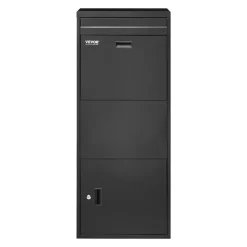 VEVOR Package Delivery Boxes for Outside, 47.2 in Mailbox for Parcel with Lock, Galvanized Steel Package Drop Box with Anti-Theft Design, Weather-Resistant Package Mailbox for Home and Office, Black