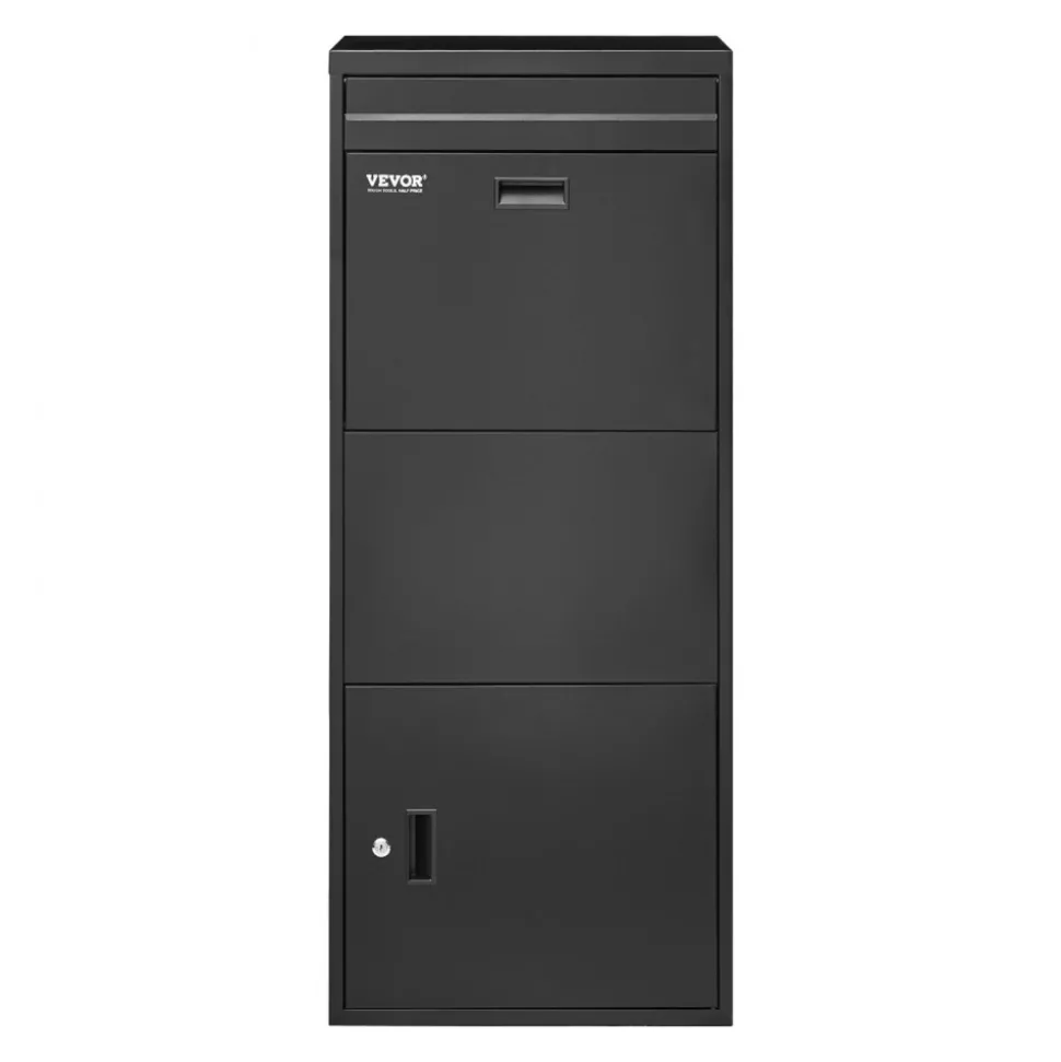 VEVOR Package Delivery Boxes for Outside, 47.2 in Mailbox for Parcel with Lock, Galvanized Steel Package Drop Box with Anti-Theft Design, Weather-Resistant Package Mailbox for Home and Office, Black