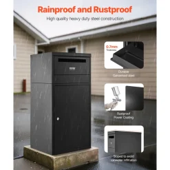VEVOR Package Delivery Boxes for Outside, Extra Large Mailbox with Coded Lock, Galvanized Steel Wall Mounted Mailboxes 17.3