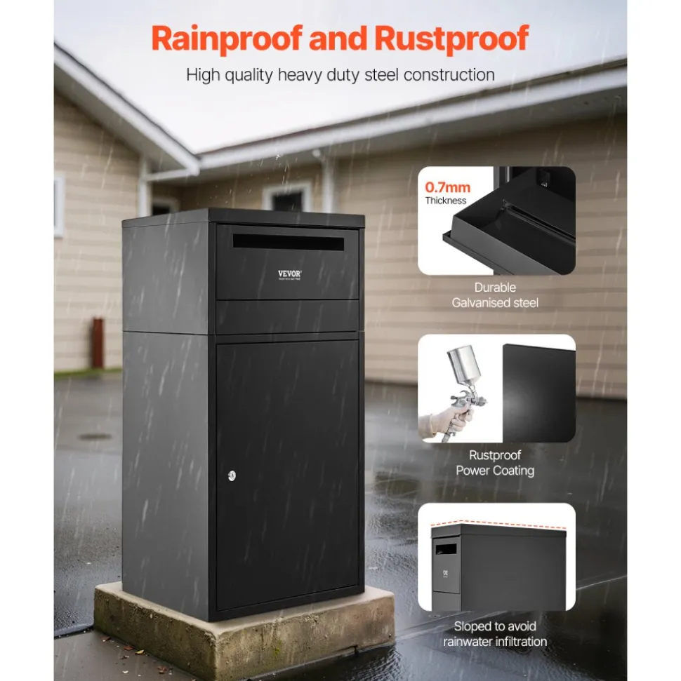 VEVOR Package Delivery Boxes for Outside, Extra Large Mailbox with Coded Lock, Galvanized Steel Wall Mounted Mailboxes 17.3"x13.8"x22.8", Anti-Theft Baffle, IPX3 Waterproof for Porch, Curbside