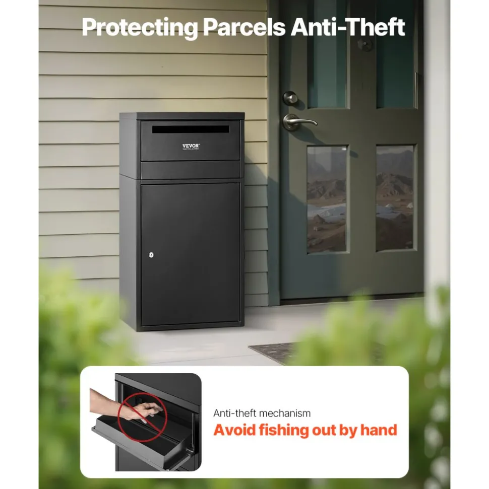 VEVOR Package Delivery Boxes for Outside, Extra Large Mailbox with Coded Lock, Galvanized Steel Wall Mounted Mailboxes 17.3"x13.8"x22.8", Anti-Theft Baffle, IPX3 Waterproof for Porch, Curbside