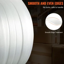VEVOR Packaging Woven Cord Strapping Roll, 330' Length x 3/4" Width x 0.03" Thickness, 1763 lbs Break Strength, Heavy Duty Banding Pallet Strap Coil, Portable Strong Banding Packing Straps, White