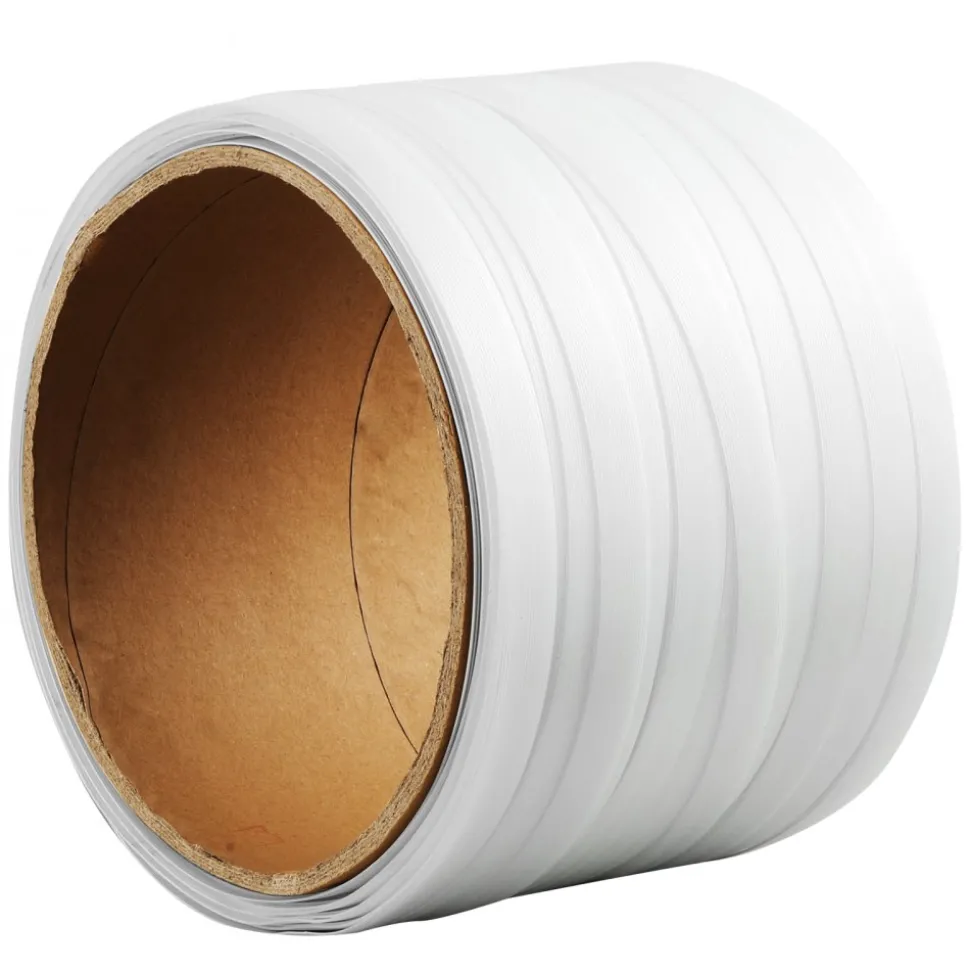 VEVOR Packaging Woven Cord Strapping Roll, 330' Length x 3/4" Width x 0.03" Thickness, 1763 lbs Break Strength, Heavy Duty Banding Pallet Strap Coil, Portable Strong Banding Packing Straps, White