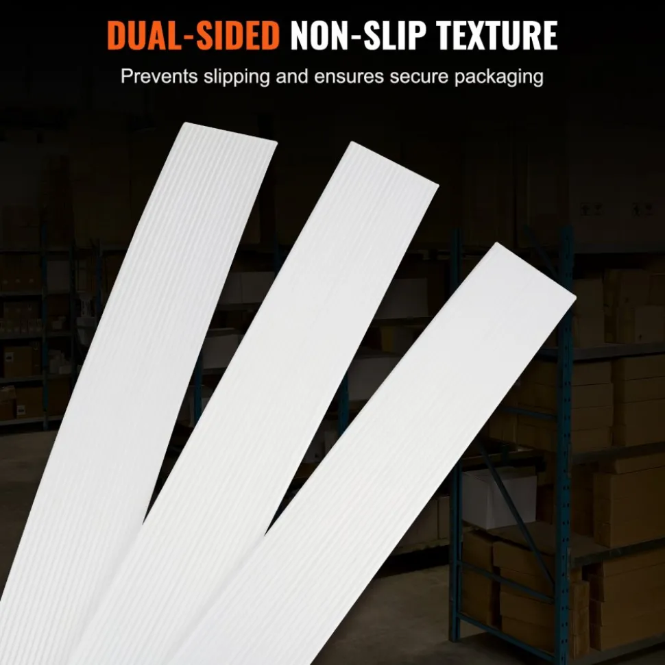 VEVOR Packaging Woven Cord Strapping Roll, 330' Length x 3/4" Width x 0.03" Thickness, 1763 lbs Break Strength, Heavy Duty Banding Pallet Strap Coil, Portable Strong Banding Packing Straps, White