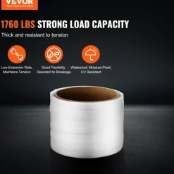 VEVOR Packaging Woven Cord Strapping Roll, 330' Length x 3/4