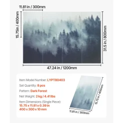 VEVOR 8 Pack Art Acoustic Panels, 63 x 23.62 x 0.4 inch Soundproof Wall Tiles, Self Adhesive Decorative Sound Dampening Absorbing Boards for Home, Office, Studio, Gaming Room,Theater,Forest