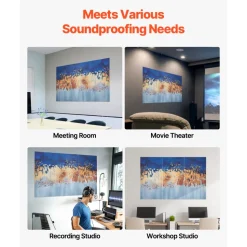 VEVOR 6 Pack Art Acoustic Panels, 70.87 x 47.24 x 0.4 inch Soundproof Wall Tiles, Self Adhesive Decorative Sound Dampening Absorbing Boards for Home, Office, Studio, Gaming Room,Theater, Pastel