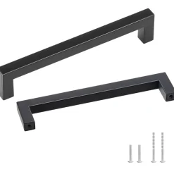 VEVOR 30 Pack Cabinet Pulls, 6.3 inch /160mm Center to Center Slim Square Kitchen Cabinet Drawer, Stainless Steel Modern Kitchen Cupboard Door Handles for Kitchen Bathroom Bar Hardware Matte Black