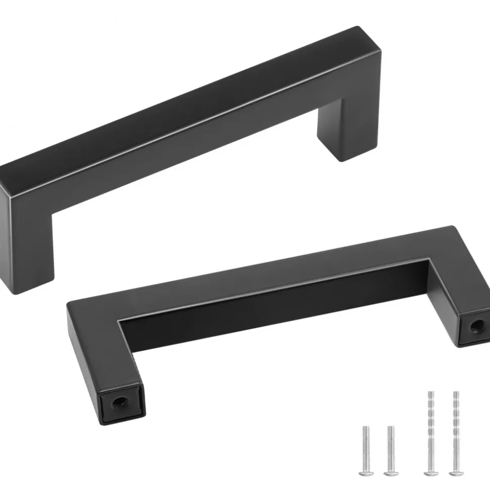 VEVOR 10 Pack Cabinet Pulls, 3in / 76mm Center to Center Slim Square Kitchen Cabinet Drawer, Stainless Steel Modern Kitchen Cupboard Door Handles for Kitchen Bathroom Bar Hardware Matte Black