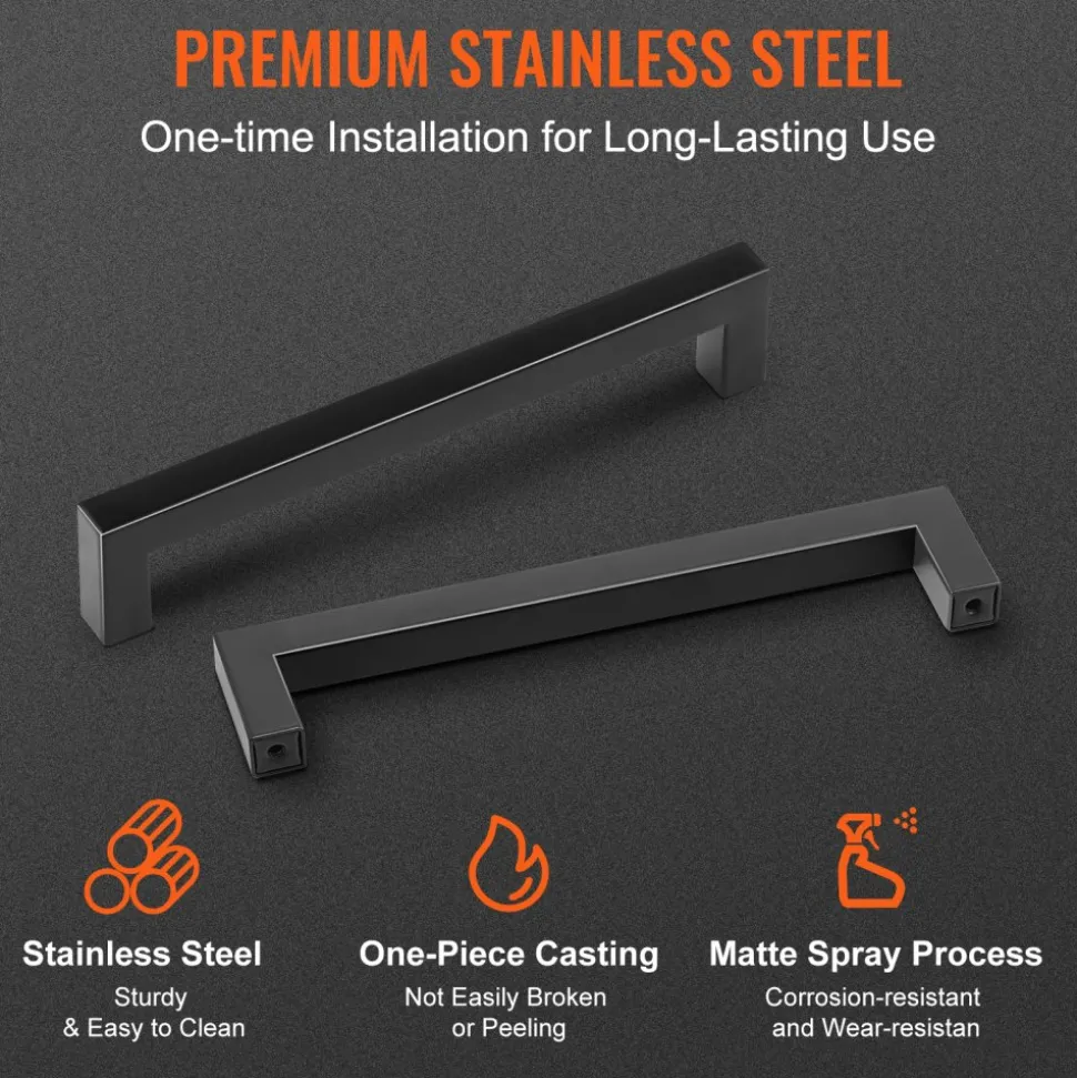 VEVOR 30 Pack Cabinet Pulls, 5.03in / 128mm Center to Center Slim Square Kitchen Cabinet Drawer, Stainless Steel Modern Kitchen Cupboard Door Handles for Kitchen Bathroom Bar Hardware Matte Black