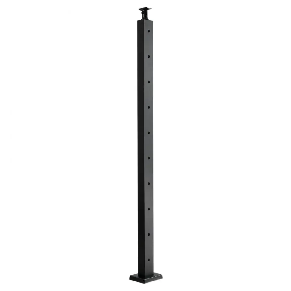 VEVOR 4-Pack Cable Railing Post, 36x2x2 In Horizontal-Hole Deck Railing Post with Pre-Drilled Holes, Stainless Steel Cable Rail Post with Horizontal and Curved Bracket, Black, 4JZLGZXHS914MY65M001V0
