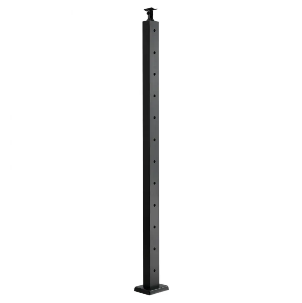 VEVOR 4-Pack Cable Railing Post, 42x2x2 In Horizontal-Hole Deck Railing Post with Pre-Drilled Holes, Stainless Steel Cable Rail Post with Horizontal and Curved Bracket, Black, 4JZLGZXHS106URZU0001V0