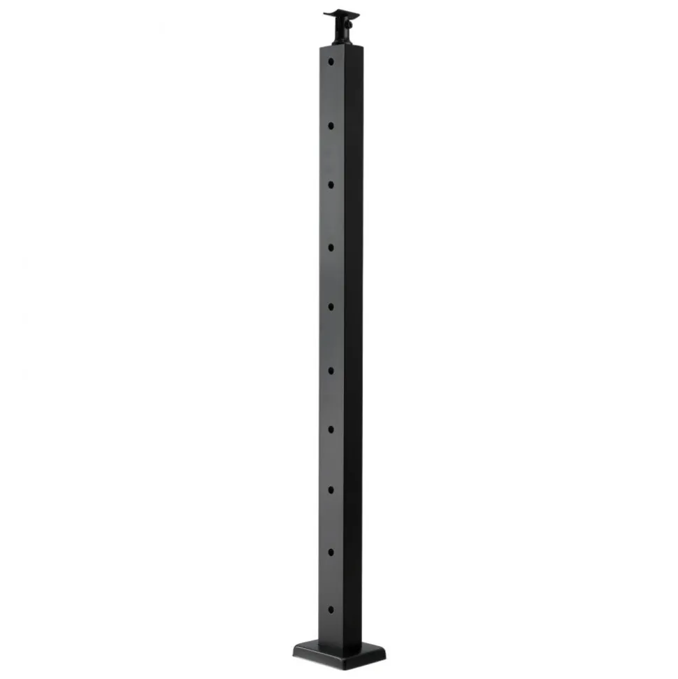 VEVOR 1-Pack Cable Railing Post, 36x2x2 In Horizontal-Hole Deck Railing Post with Pre-Drilled Holes, Stainless Steel Cable Rail Post with Horizontal and Curved Bracket, Black, 1JZLGZXHS9148RVYS001V0