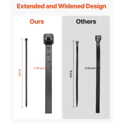 VEVOR 1000 Pack Cable Zip Ties, 8-inch Heavy Duty Cable Wire Ties with 45LBS High Tensile Strength, Multi-Purpose Self-Locking Nylon Tie Wraps, Heat & Cold Resistant for Indoor and Outdoor Use