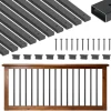 VEVOR 61 Pack Deck Balusters, 32.28 in Galvanized Steel Railing Spindles, Hollow Rectangle Metal Decking Stair Balusters with Pre-Drilled Hole, End Caps, Screws, for Deck, Porch & Stair Railing, Black