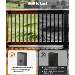 VEVOR 61 Pack Deck Balusters, 32.28 in Galvanized Steel Railing Spindles, Hollow Rectangle Metal Decking Stair Balusters with Pre-Drilled Hole, End Caps, Screws, for Deck, Porch & Stair Railing, Black