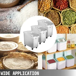 VEVOR 3 Pack Dry Ingredient 21 Gallon Storage Bin Caster Commercial Restaurant Kitchen