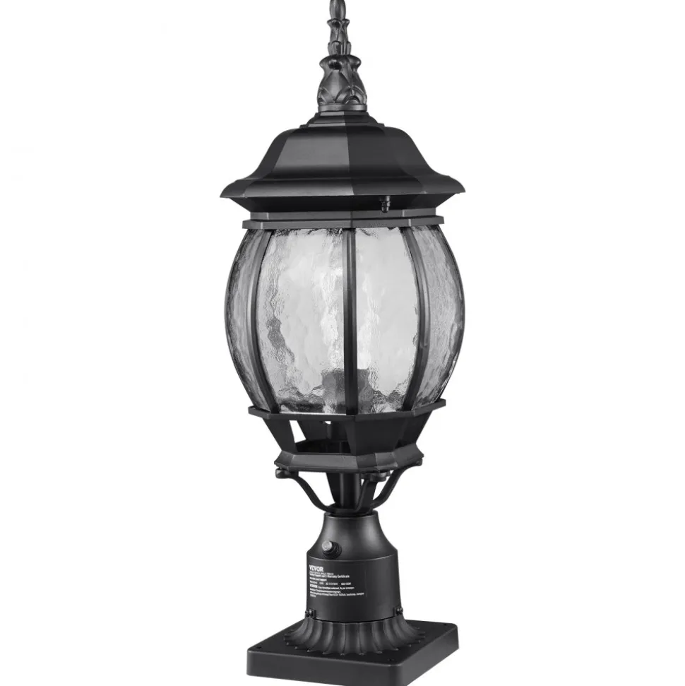 VEVOR 2 Pack Dusk to Dawn Outdoor Post Light, 20.87 in, Waterproof Lamp Post Light Fixtures with 5.5 in Pier Mount Base Glass Shade, Lightning-proof Exterior Pole Column Light for Patio Garden Pathway