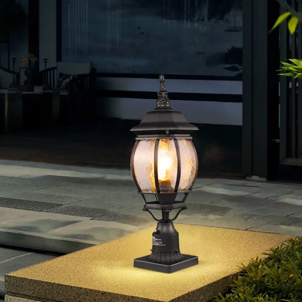 VEVOR 2 Pack Dusk to Dawn Outdoor Post Light, 20.87 in, Waterproof Lamp Post Light Fixtures with 5.5 in Pier Mount Base Glass Shade, Lightning-proof Exterior Pole Column Light for Patio Garden Pathway