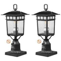 VEVOR 2 Pack Dusk to Dawn Outdoor Post Light, 15.35 in, Waterproof Lamp Post Light Fixtures with 3.5 in Pier Mount Base Glass Shade, Lightning-proof Exterior Pole Column Light for Patio Garden Pathway